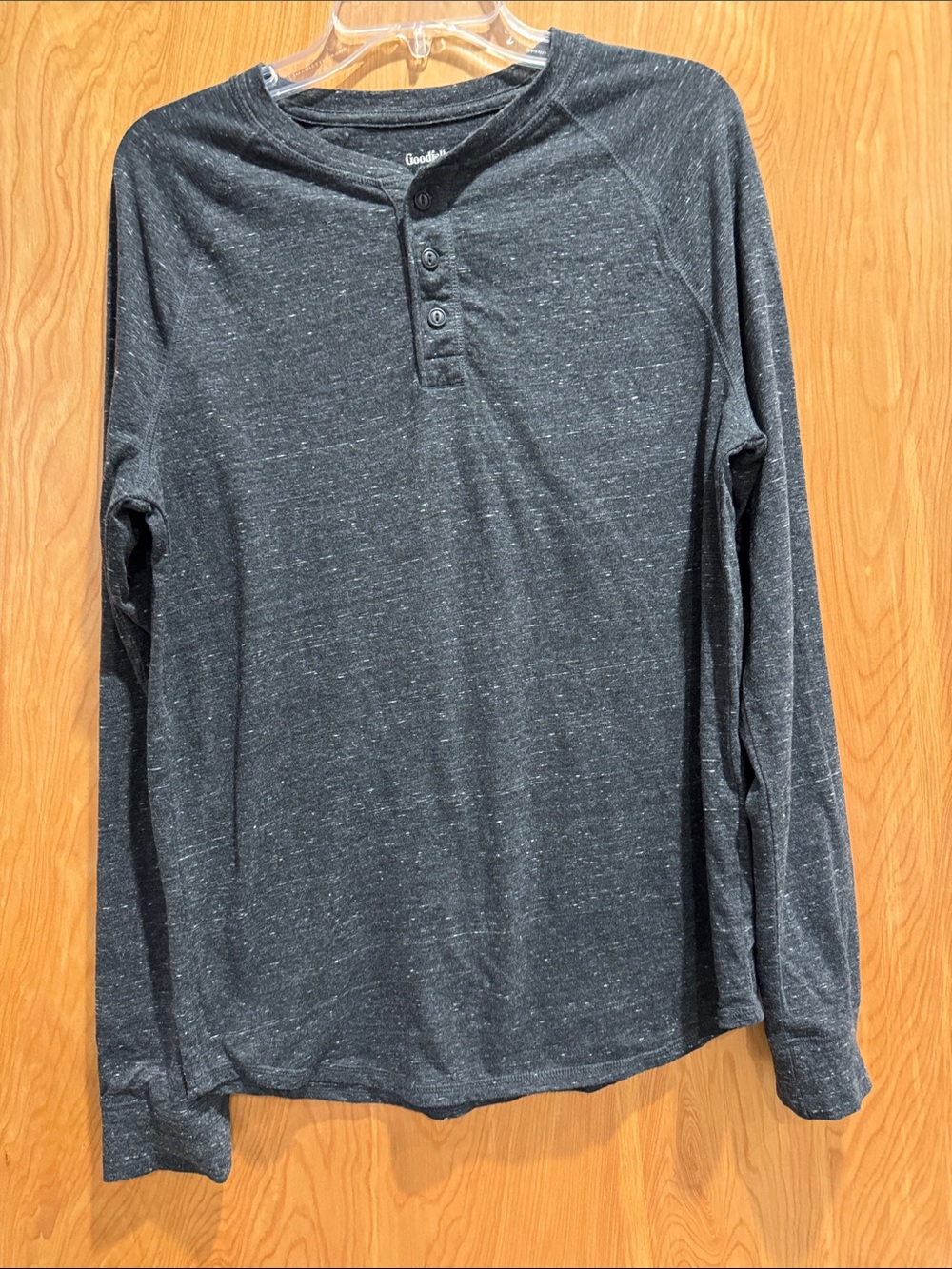 Goodfellow & Co Men's Heather Charcoal Henley Long Sleeve Shirt